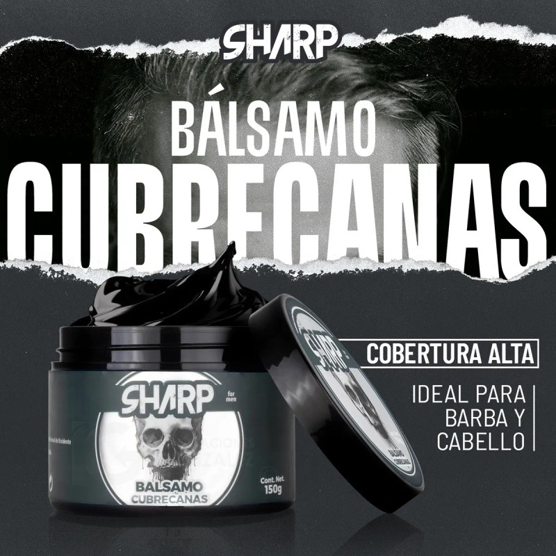 Cera Bálsamo Cubrecanas Para Barba Y Cabello Sharp Negro