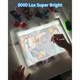 A3 LED Light Pad for Diamond Painting, iVAOOZE 8000+ Lux Adjustable Brightness Tracing Light Box with Stand & UL Adapter, Ultra-Thin Light Board for Weeding Vinyl, Drawing, Animation, Sketching…