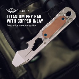 OKNIFE Otacle 2 EDC Ti Bottle Opener, Pry Bar with Metric Ruler, Multi-sized Hex Wrench and Pocket Clip(Gray)