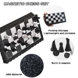 Magnetic Chess Game Children, Travel Chess Magnetic Small, Chess Game High Quality, Chess Board Set Foldable Children and Adults for Party Family Activities Travel Camping