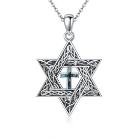 UCADRIT Star of David Necklace Sterling Silver Star of David Pendant Necklace Messianic Jewelry Jewish Gifts for Women Men