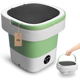 Portable Washing Machine, Mini 12L Foldable Washer and Dryer with 3 Modes Deep Cleaning, Upgraded Small Collapsible Laundry for Travel, Sutiable for Underwear,Baby Clothes,Socks or Other Small Items