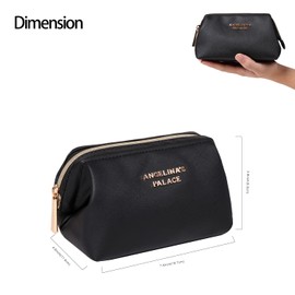 Angelina's Palace Vegan Leather Waterproof Travel Cosmetic Bag Toiletry Organizer Makeup Pouches(blossom tan)