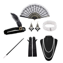 ANCLLO 9 pieces1920s accessories Set women's Charleston accessories women's Great Gatsby accessories for women