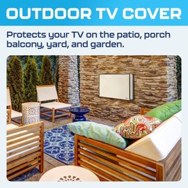 Garnetics Outdoor TV Cover 32 Inch – Waterproof, Weatherproof TV Enclosures with Smart Shield Screen Protectors, Ideal for Outdoor Use, Moving, and Storage - Beige