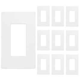 VCELINK Screwless Wall Plate Cover (UL Listed), 1-Gang Screwless Outlet Covers, 4.58" × 2.78" Decorator Wall Plate, White 10 Pack