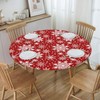 Fiokroo Christmas Snowflakes Tablecloth with Elastic Edge, Round Table Cloth