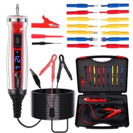 AWBLIN Power Circuit Probe Tester Kit, LCD Digital Automotive Test Light with Voltmeter, 18PCS Multi Function Auto Fuse Circuit Voltage Continuity Current Electric Tests Tool with Black Carrying Case