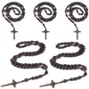 SWAWIS Pack of 5 Rosary Necklace Rosary Catholic Natural Wood