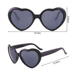 Heart Glasses Effect, Heart-Shaped Glasses 3D Effect, Pack of 3 Peach Heart Special Effect Glasses, Diffraction Glasses with Heart Effect, Red, White, Black, Vintage Heart-Shaped Glasses for Party,