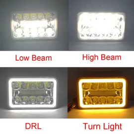 AMUNIESUN 4PCS 4X6INCH LED headlight High Low Beam DRL Turning Signal Light Replace H4651 H4652 H4656 H4666 H6545 Light Compatible With American Motors Concord Eagle Spirit