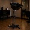 Portable Black Hair Wash Basin Adjustable Height Stainless Steel Stand