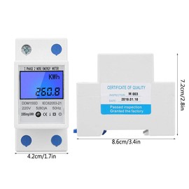 Medidor KWH de Energía Electrónica Monofásico de 220 V 5-80 A, con Pantalla LCD Retroiluminada, Montaje en Riel DIN de 35 mm, Ancho de Varilla de 17,5 mm