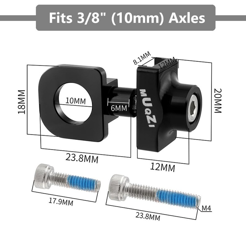 Saipor 2pcs Bicycle Chain Tensioner Adjuster Aluminum Alloy Chain Fastener