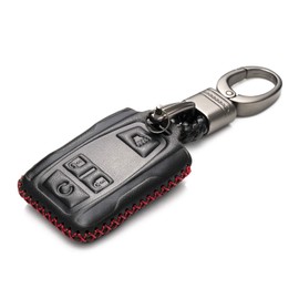 Vitodeco - Funda de piel auténtica compatible con GMC Sierra, Canyon, Chevy Silverado 1500, Tahoe, Colorado, Suburban (4 botones, negro/rojo)