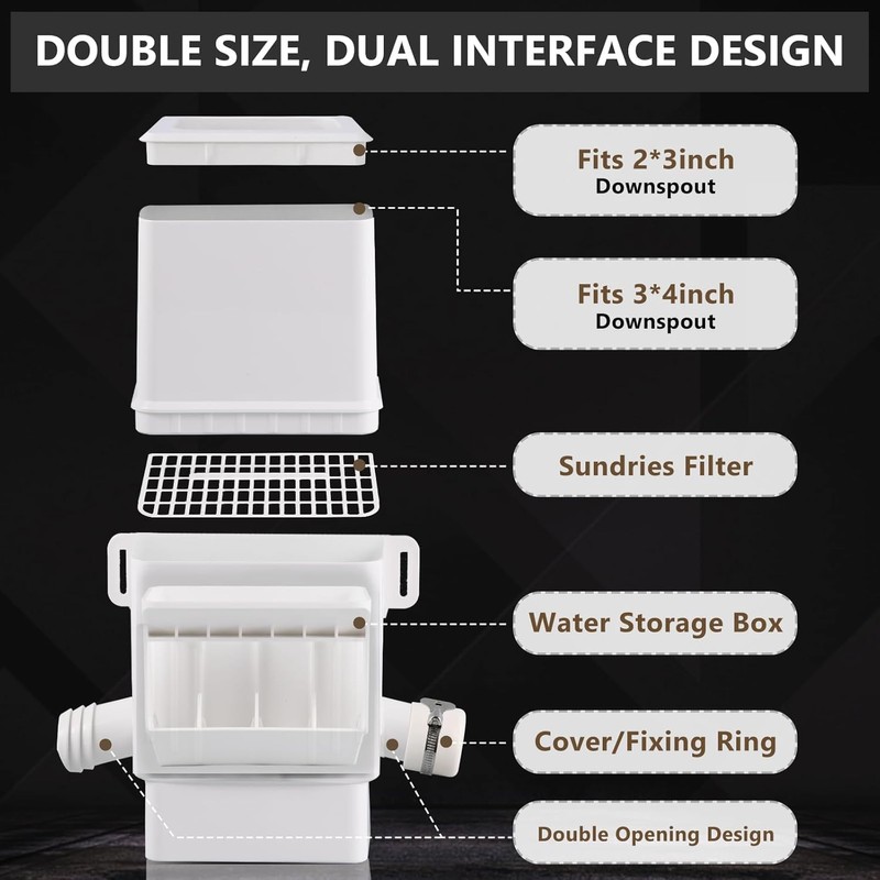 Downspout Diverter, Rain Barrel Diverter Kit-Rainwater Collection System Fits 2x3
