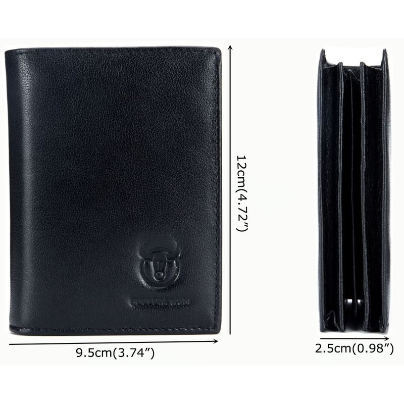 BULLCAPTAIN Men Leather Wallet RFID Blocking Antimagnetic Genuine Leather 15
