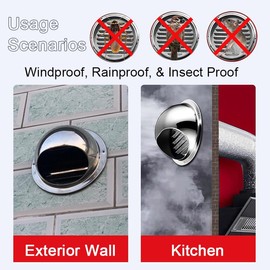 100mm Stainless Steel Wall Vent Cover, Exhaust Air Vent Cover, Round Ventilation Grill Covers for External Wall Exhaust, Bright Silver