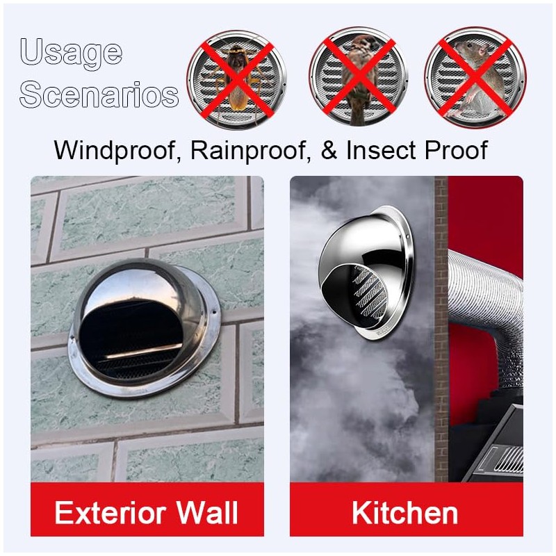 100mm Stainless Steel Wall Vent Cover, Exhaust Air Vent Cover,