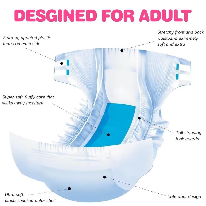 Landofgenie 2 Pieces Adult Diapers Sample Plain White Diaper with