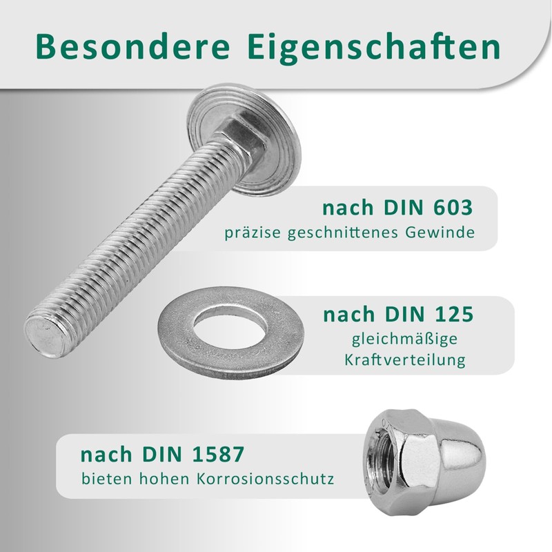 DSM - Carriage Bolts M8 x 75 mm DIN 603