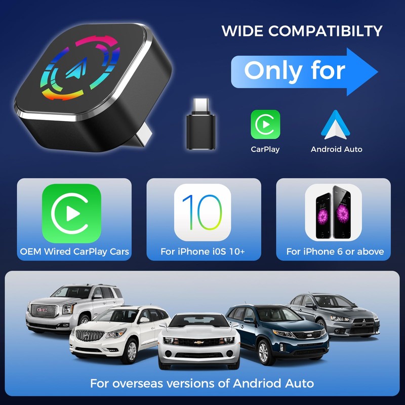 YOUKOYI Wireless CarPlay Car Adapter - Instant Cable to Wireless