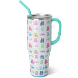 Swig Life 40oz Mega Mug, 40oz Tumbler with Handle and Straw, Extra Large Insulated Tumblers, Cup Holder Friendly Travel Mug (Lake Girl)