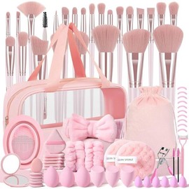BT 72PCS 핑크 메이크업 브러시 세트 케이스 전문가용 파운데이션 컨실러 프리미엄 BT 72PCS Pink Makeup Brush Set Case Professional Foundation Concealer Premium [Pink 113K]