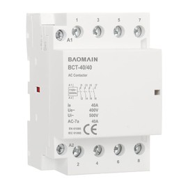 Baomain AC Contactor 40A Coil 4 Pole Normally Open Universal Circuit Control 35mm DIN Rail Mount CE Listed 4NO BCT-40/40 (4NO, AC 110V)