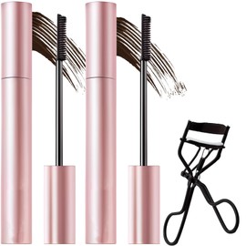 2pcs Tubing Mascara Black,Black Tubing Mascara With Eyelash Curler for Fuller, Easy Apply and Remove Good Suitable for Many Occasions