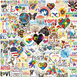 100pcs Autism Awareness Themed Waterproof Vinyl Stickers for Water Bottles Cups Laptops Tumblers Journaling Scrapbooking Decals (Autism)