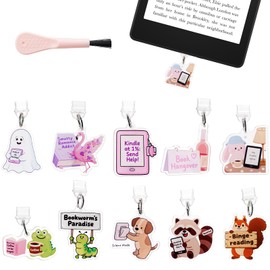 SUMANTECK 10PCS Dust Plug Charm Type C for Kindle E Reader Paper White 11th, Funny USB C Charms, Gift for Book Lover Readers Men Women Teachers Students, Accessories for E-Reader