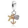 SKINII Triple-tone Cross, Heart, & Anchor Dangle Charm for Bracelets