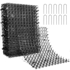 Pomeat 15 PCS Cat Scat Mat with Spikes 16 x 12'' Cat Deterrent Outdoor Scat Mats for Cats and Dogs Cat Spikes for Garden Fence Indoor Furniture Cat Deterrent Mat with 10 Staples