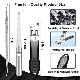 Nail Clippers for Thick Nails - Stainless Steel Slant Curved Blade Toenail Clippers with Wide Jaw Opening Upgraded Ingrown Nail Clipper for Men Women (3pcs)