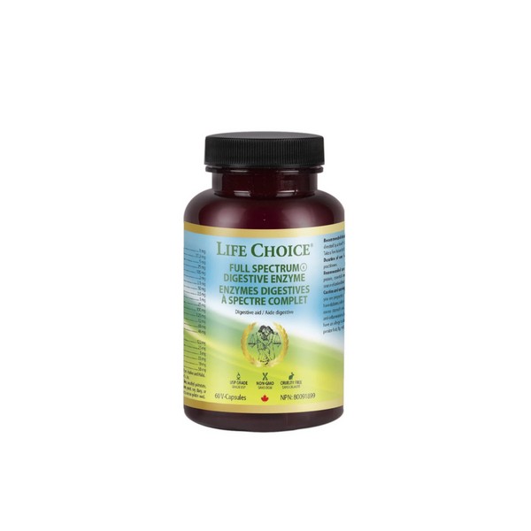 Life Choice Full Spectrum Digestive Enzyme, 1 Bottle of 60
