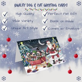 Christmas Santa Sled - Blue Heeler Dogs Greeting Cards - Adorable Pets Invitation Cards with Envelopes - Pet Artwork Greeting Cards for All Occasions (10 Greeting Cards)