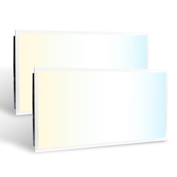 2x4FT LED Flat Panel Troffer Light,35K/40K/50K CCT Selectable,30/40/50W Tunable 120LM/W, 0-10V Dimmable Ultra Slim Back-lit Drop Ceiling Fixture,120-277VAC,-UL Listed,Pack of 2
