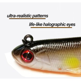 Hviomru Pre-Rigged Jig Heads Soft Plastic Walleye Fishing Lures,Swim Baits for Bass Fishing,Great Action Swimbaits with Spinner,6pcs(3.5in-0.4oz),A