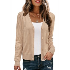 Arach&Cloz Fall Sweaters for Women 2025 Long Sleeve Spring Summer Lightweight Shrug Knit Sweater Tops Trendy Clothing Jacket Cozy Clouds Apricot