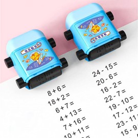 CENPEK 4 in 1 Roller Digital Teaching Stamp Smart Math Problem Stamp Roller Reusable Maths Educational Stamp (White + Blue)