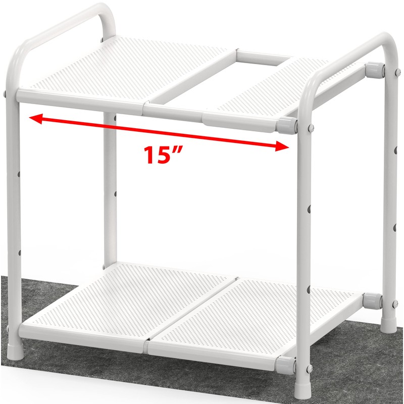 Simple Houseware Under Sink 2 Tier Expandable Heavy Duty Metal