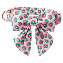 Lionet Paws Summer Dog Collar with Sailor Bow, Soft Comfortable Adjustable Cute Donut Collar for Large Dogs, Neck 16-24 inches