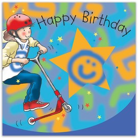 Twizler Happy Birthday Card with Scooter - Boys Birthday Card - Happy Birthday Card Boy - Birthday Card for Boy - Sporty Birthday Card - Childrens Birthday Cards