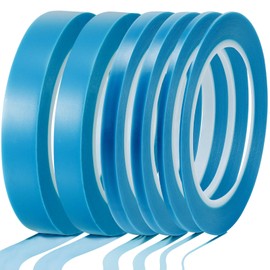 Nezyo 6 Pcs Vinyl Pinstripe Tapes Masking Tape Blue Painter Tapes High Temperature Low Tack Automotive Car Paint for Easy Removal Trim Thin Finishing Masking (1/16, 1/8,1/5,1/4,1/2, 3/4 Inch)