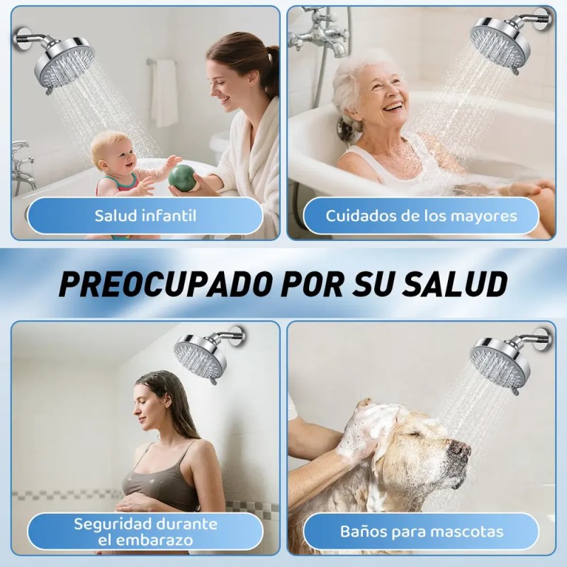 Ducha De Alta Presión De Acero Inoxidable Ajustable 5 Modos