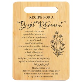 Retirement Gifts for Women, Recipe for a Great Retirement Cutting Board, Happy Retirement Gifts for Grandma Mom Coworker Teachers Nurses Boss Friends, Coworker Leaving Gifts, Retired Gift Ideas