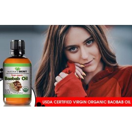 Virgin USDA Certified Virgin Organic Baobab Oil - 4 oz Dark Glass Bottle | Best Quality