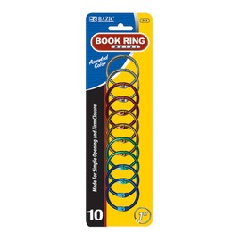 BAZIC Metal Book Rings, 1 Inch, Assorted, 10 Per Pack