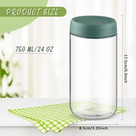 4 Pcs Glass Jars Wide Mouth Glass Food Storage Jars Overnight Oats Containers with Lids for Snacks Yogurt Powder Spice Sugar - 750ml/24oz